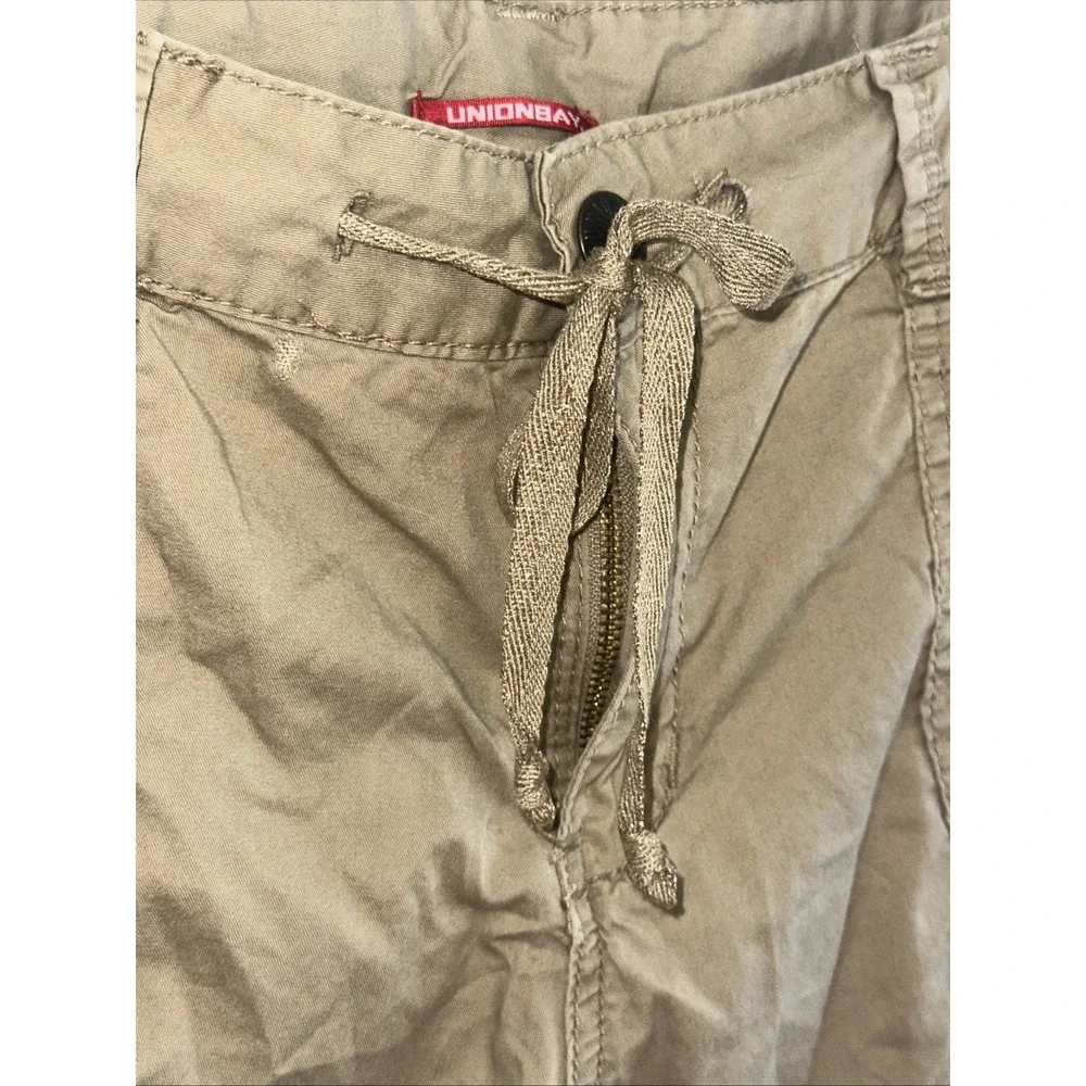 UNION BAY Womens Lightweight Cargo Pants Sz 17 M Brown Drawstring Tactical C21
